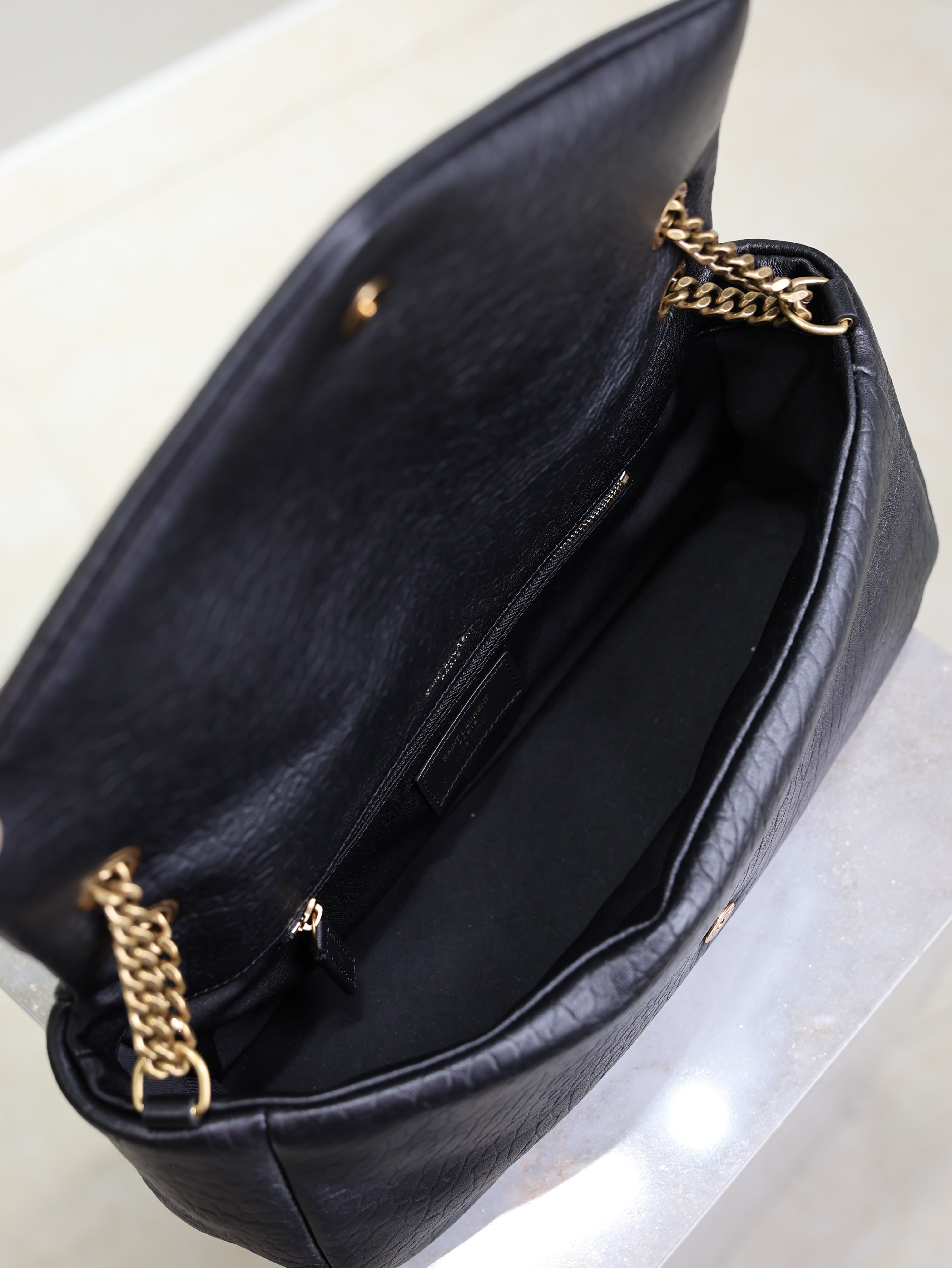 YSL Calypso Bag 30cm Black Lambskin With Gold Hardware