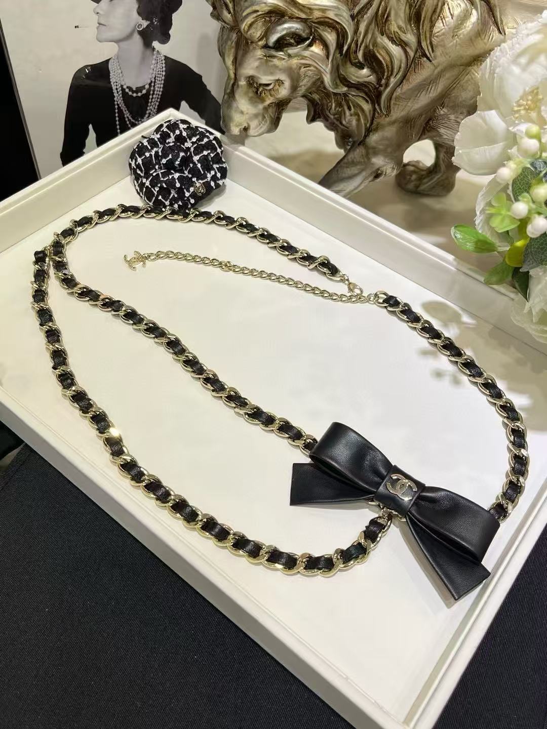 Chanel 2025 Chain Belt Black mix Gold Metal Calfskin