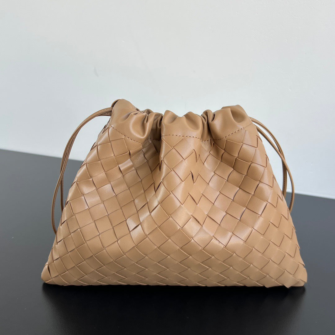 Bottega Veneta 2025 Dustbag Clutch Bag Pale Brown Calfskin