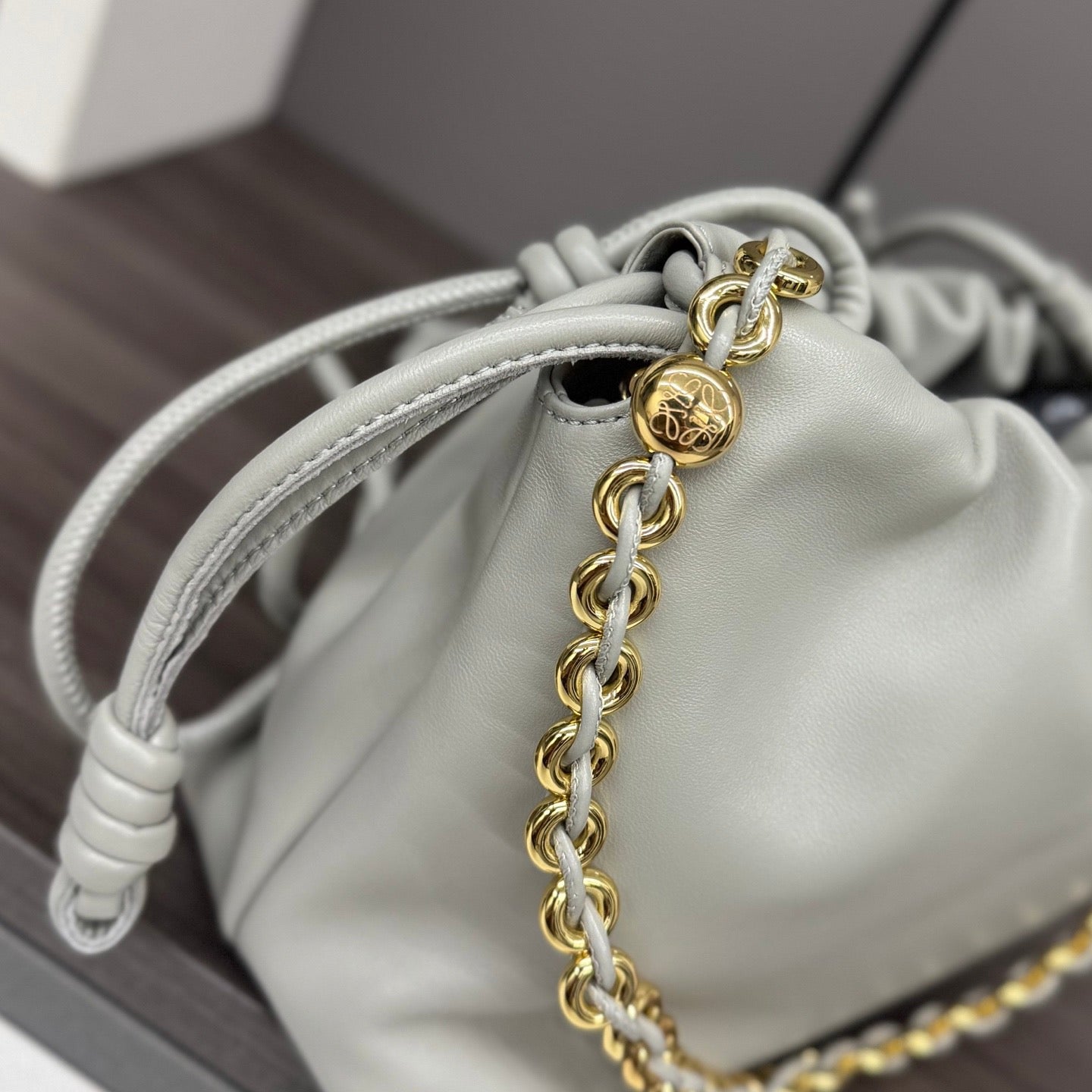 Loewe 2026 Flamenco Purse Goodie Bag 30cm Ivory Soft Nappa Sheep Leather
