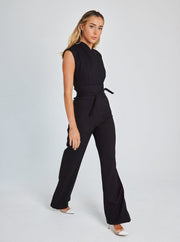 Seline | Combi-Pantalon Sans Manches à Ceinture et Pantalon Large pour Femme