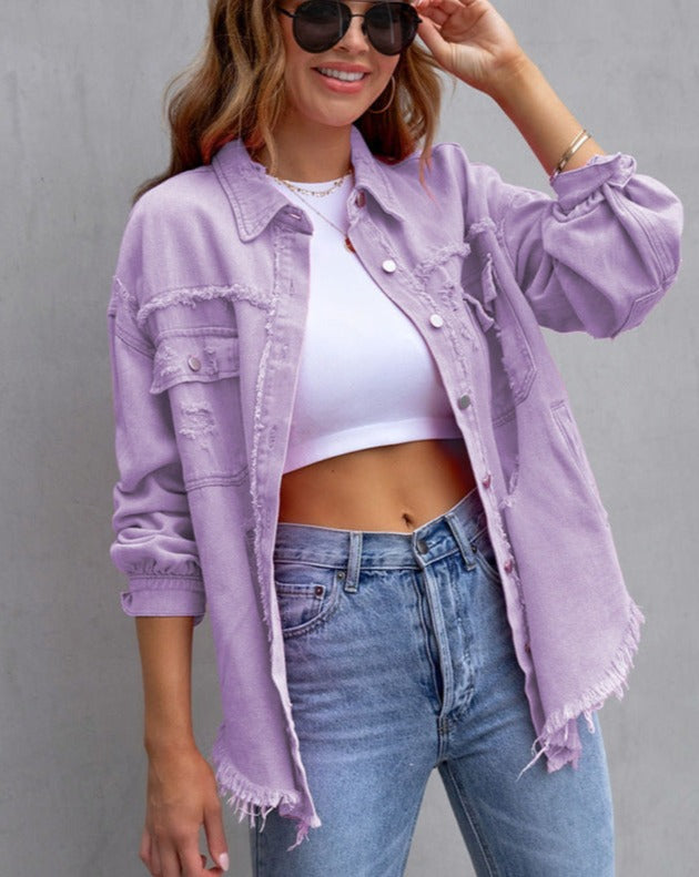 CYA - RIPPED OVERSIZED DENIM JACKET #VEV35061