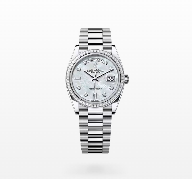 Rolex Day-Date 36 Platinum Diamond Mother-of-Pearl Watch