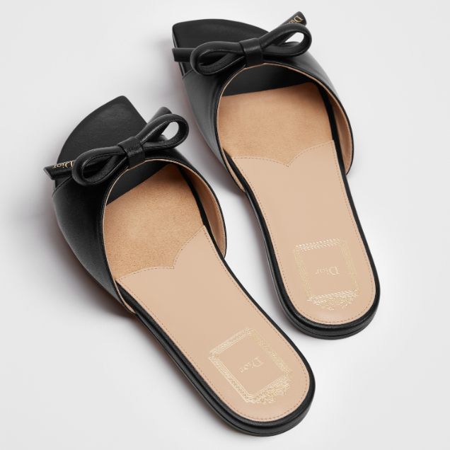 Dior 2026 Bow Slide Black Lambskin