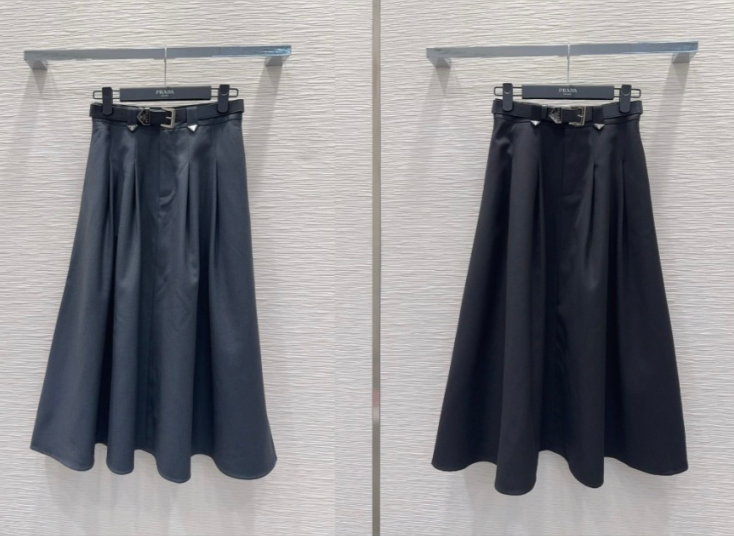 Prada 2026 Midi Skirt Black and Gray Polyester 131890