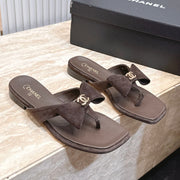 Channel 2026 Bow Thong Sandal 15mm Suede Calfskin 898999