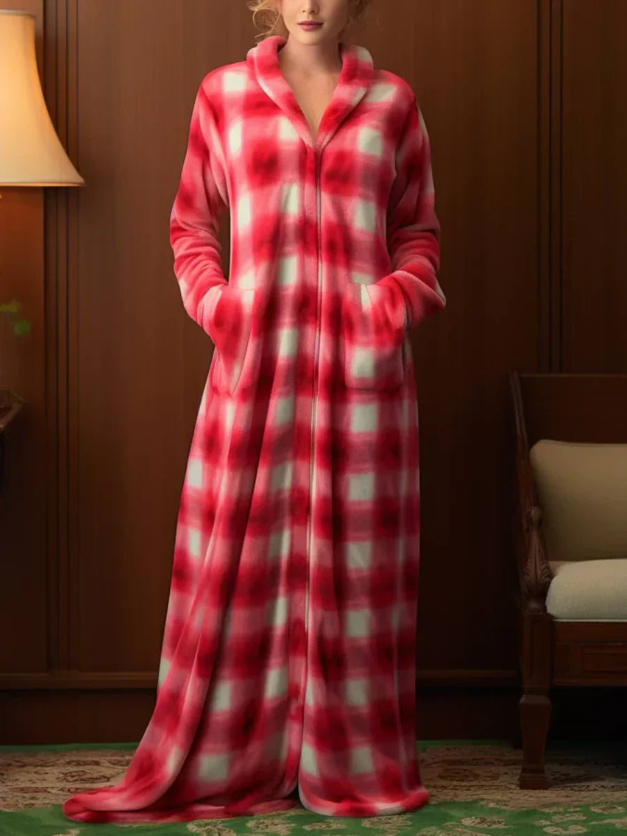 Marianne | Manteau de nuit zippé à carreaux