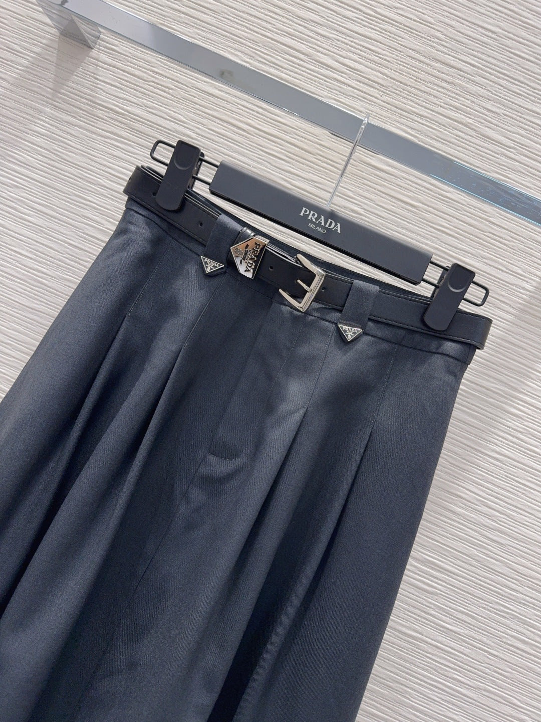 Prada 2026 Midi Skirt Black and Gray Polyester 131890