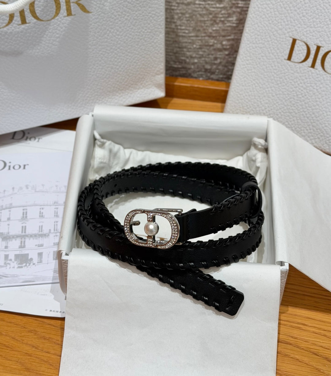 Dior 2026 Hand-woven Calfskin Belt 20mm With Braided Rope Trim