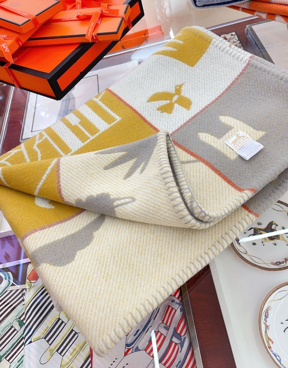 HM Avalon Epopee Blanket Jaune Wool Cashmere