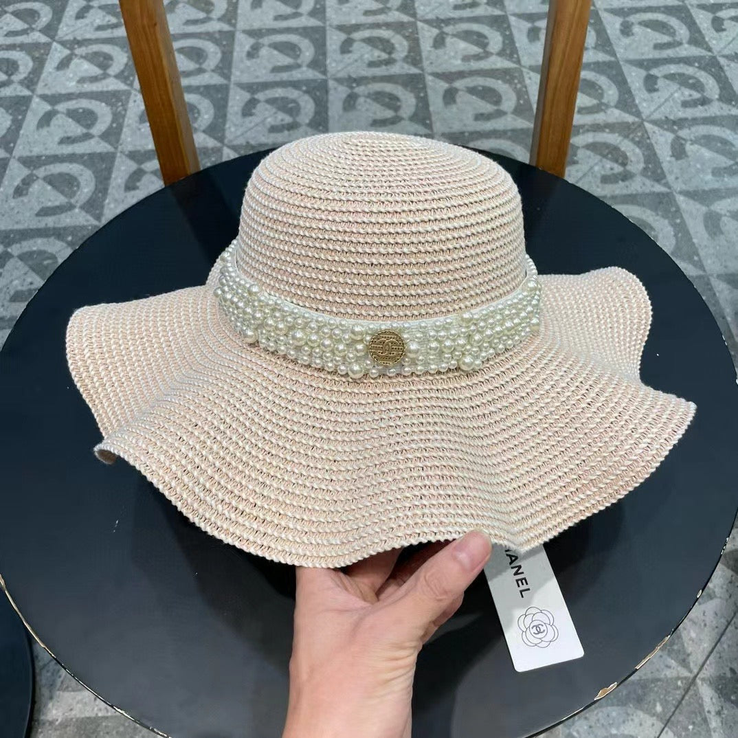 Chanel Straw Beach Hat With A Pearl Band 219073