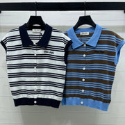 Miumiu 2026 Striped Collared Knit Vest Wool Cashmere 352445
