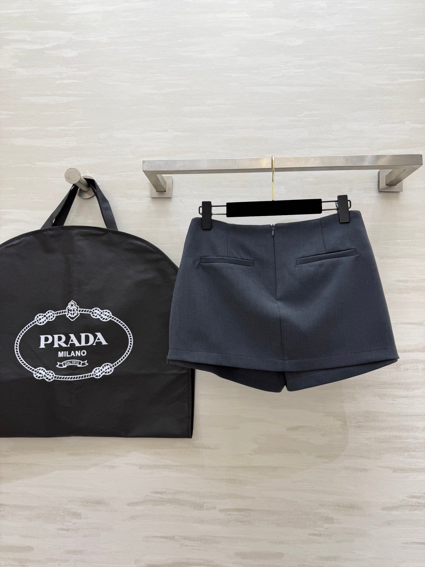 Prada 2026 Miniskirt Black and Gray Re-Nylon 358613