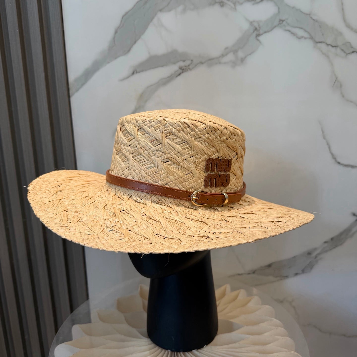 Miumiu Straw Hat Raffia Woven 323664
