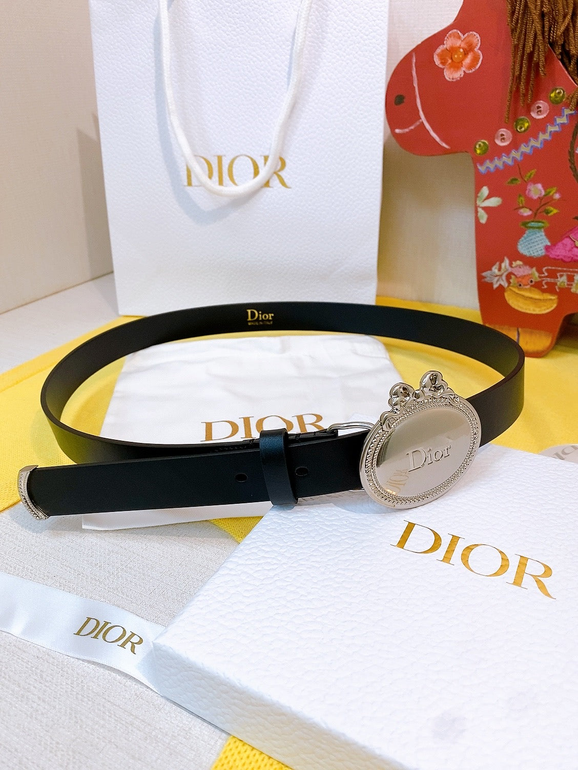 Dior 2026 Oval Buckle Belt 2.5cm Smooth Calfskin