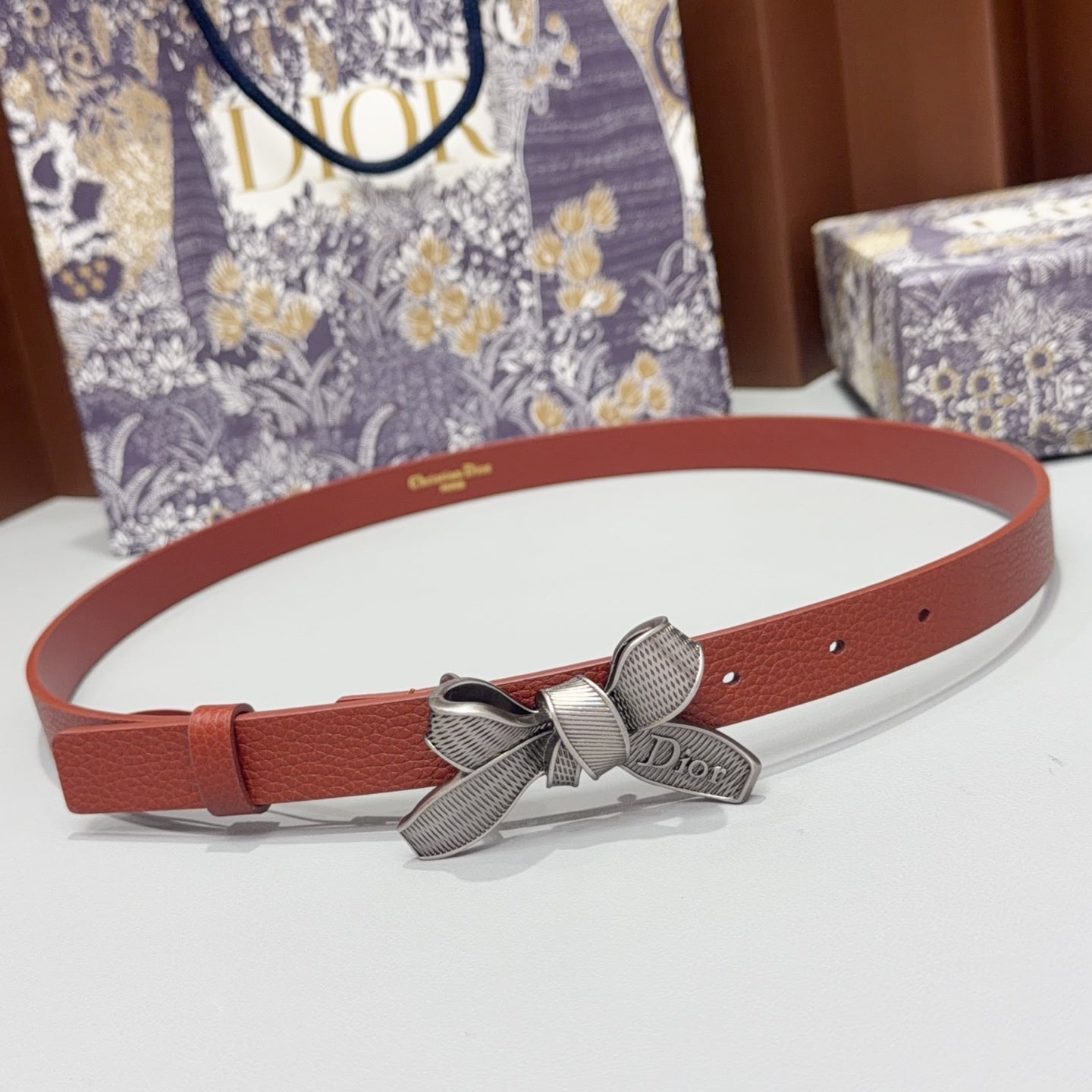 Dior 2026 Bow Belt 2.0cm Grain Cowhide