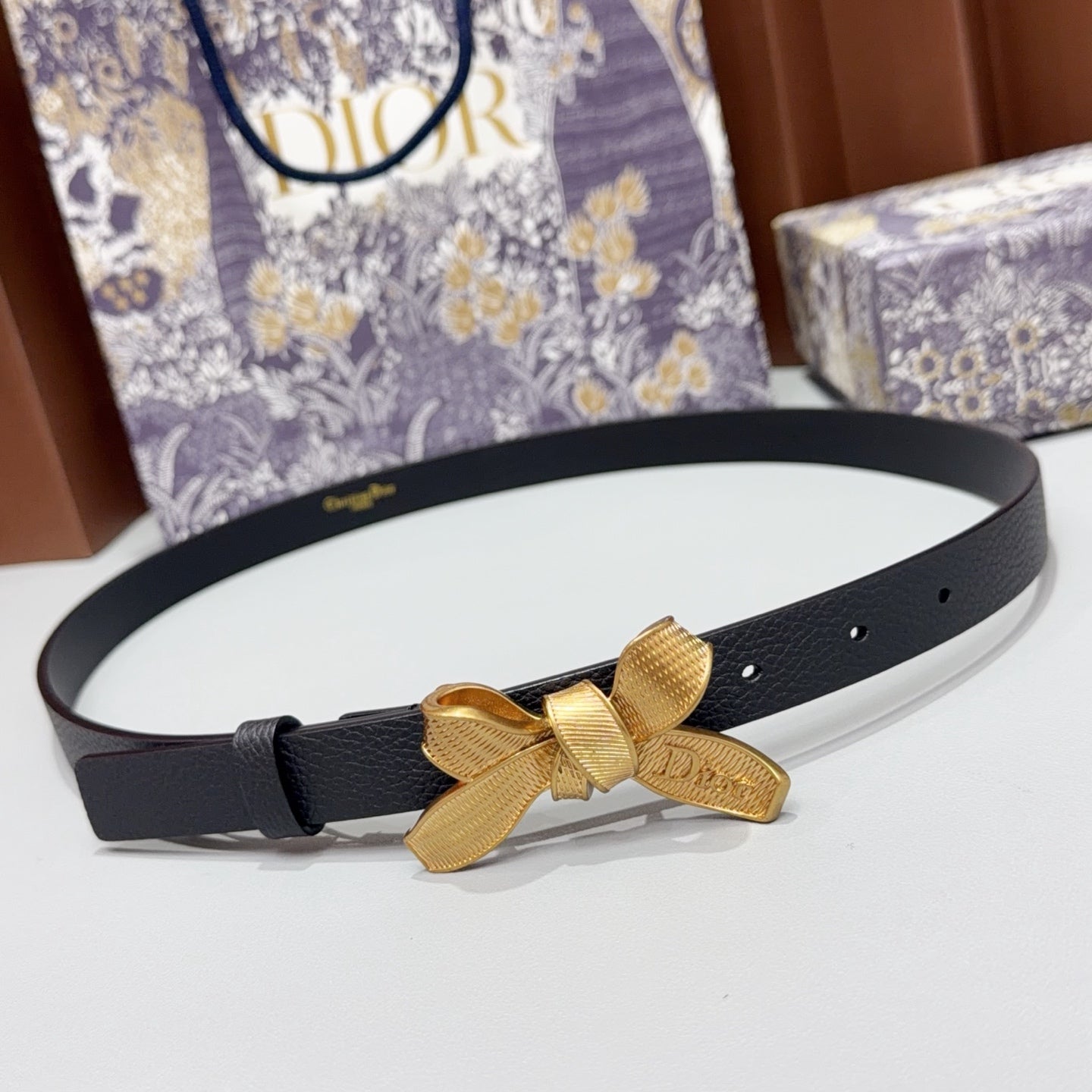 Dior 2026 Bow Belt 2.0cm Grain Cowhide