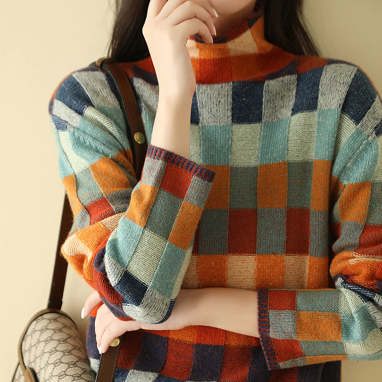 JESSY | Pull col roulé en patchwork