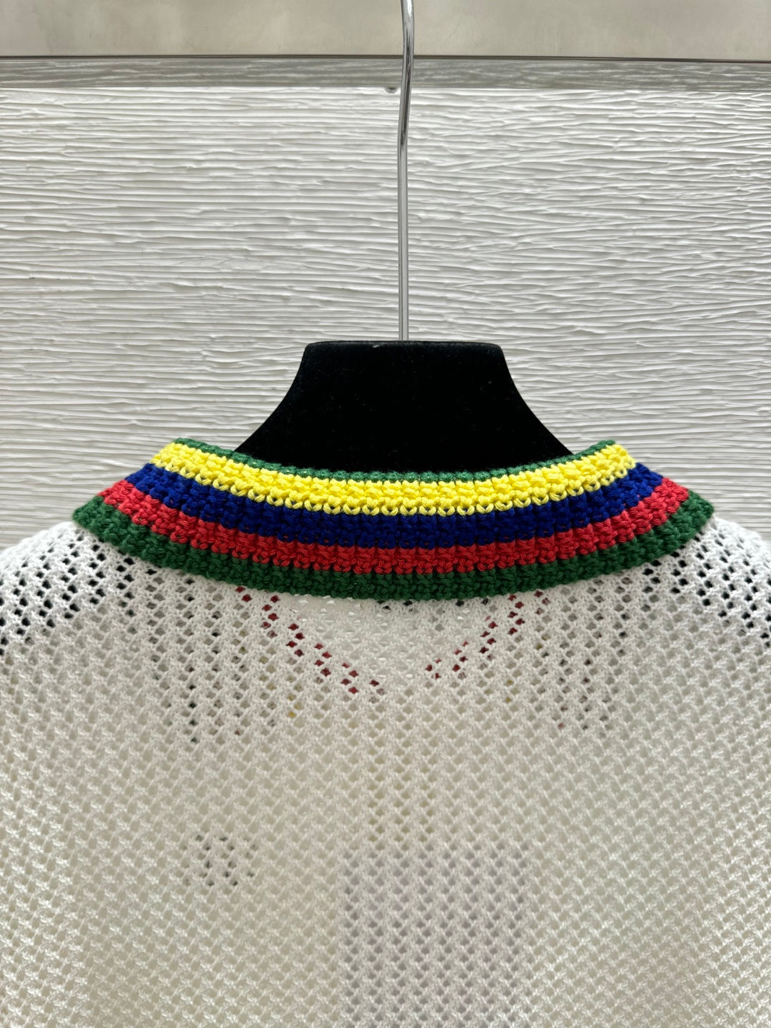 Chanel 2026 Multicolor Collar Polo Shirt White Wool Cashmere 397401
