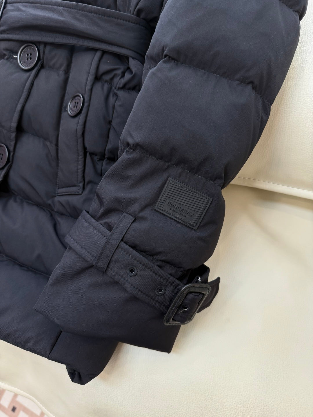 Burberry 25 Double-Breasted Slim Fit Short Down Jacket Black Polyester
