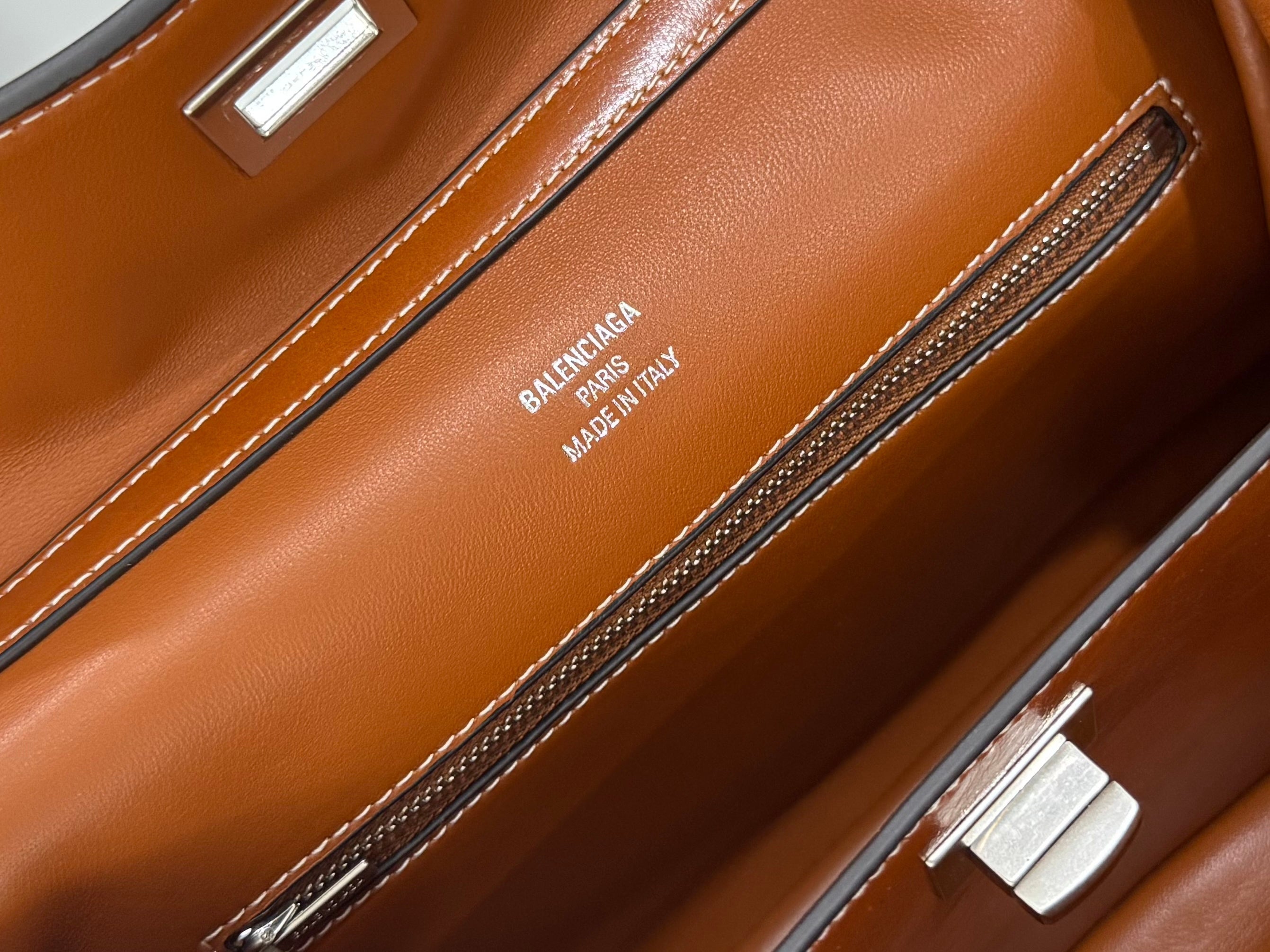 Balenciaga Small Bag 29 Camel Brown Cowhide Silver Hardware