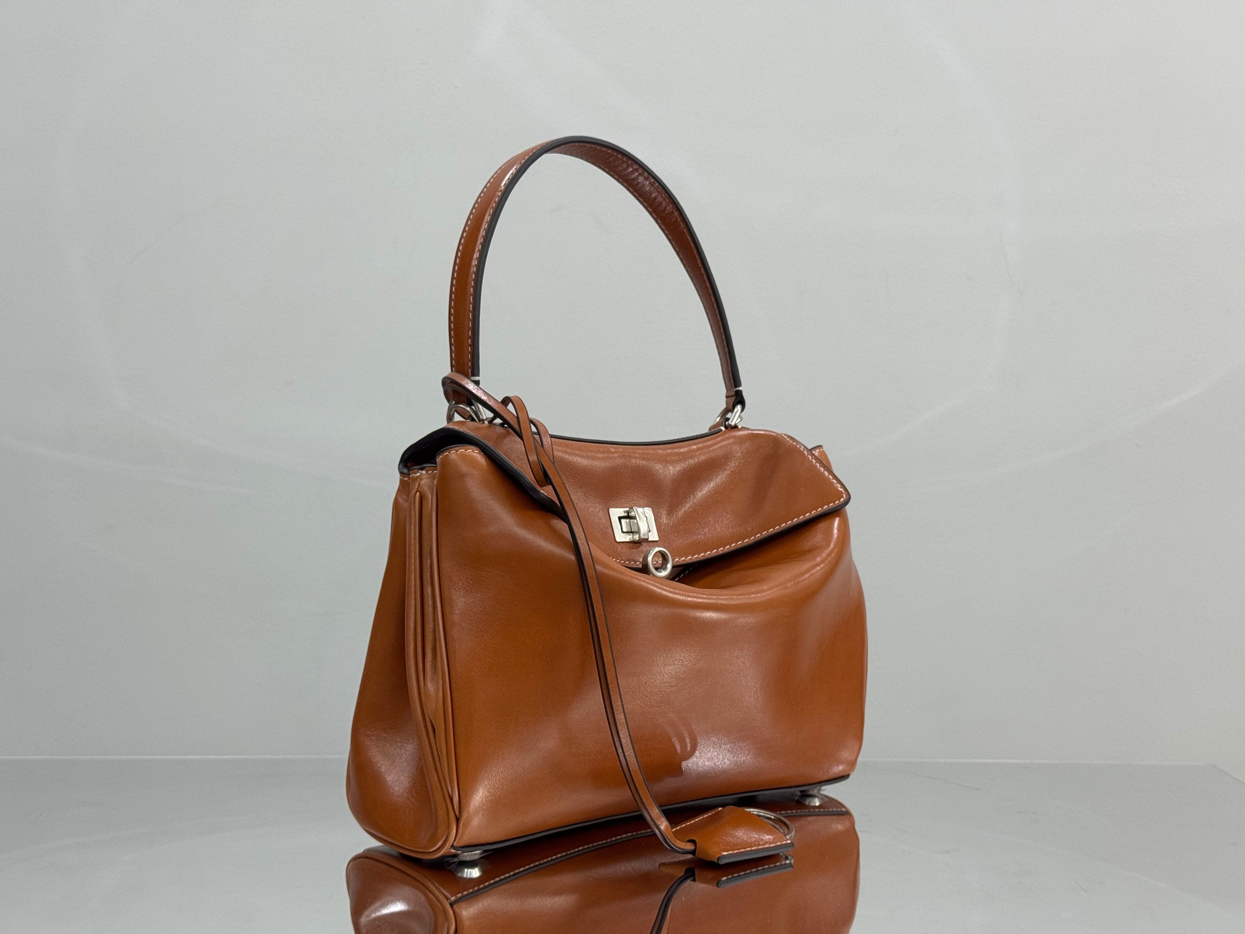 Balenciaga Small Bag 29 Camel Brown Cowhide Silver Hardware