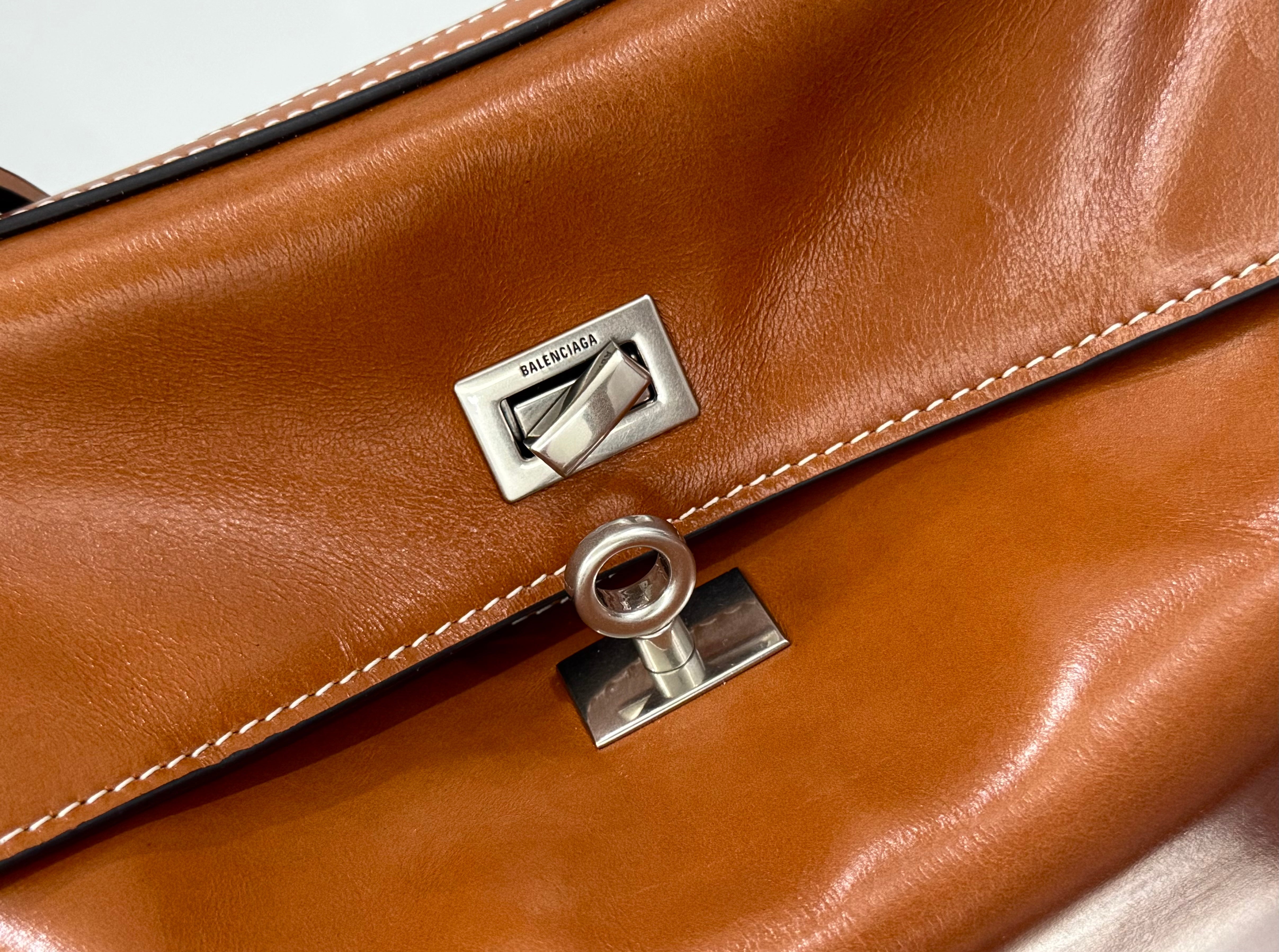 Balenciaga Small Bag 29 Camel Brown Cowhide Silver Hardware