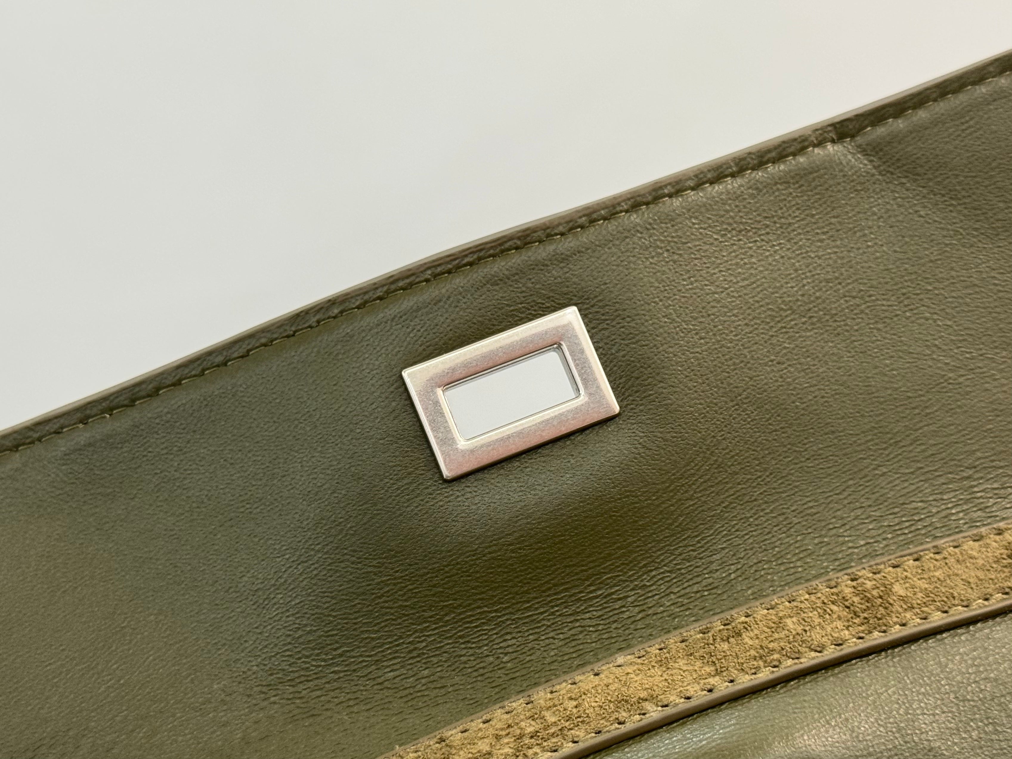 Balenciaga Medium Bag 35 Olive Green Suede Sliver Hardware