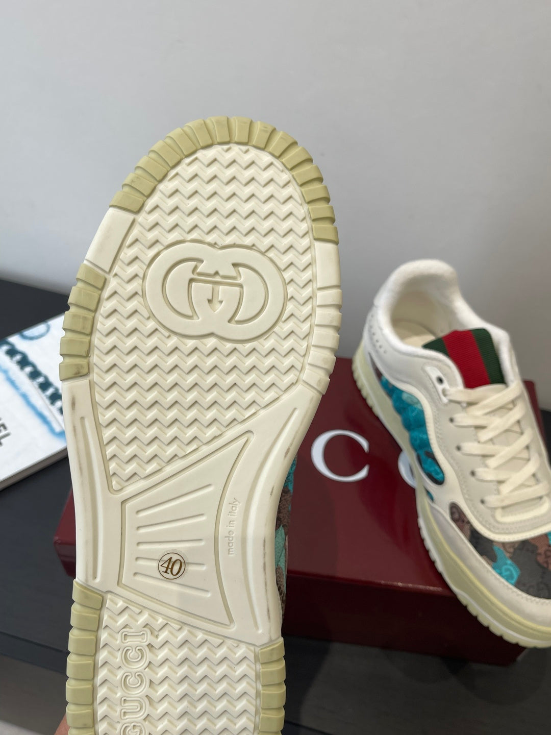 Gucci 2025 Re-Web Sneaker White Blue Leather Fabric