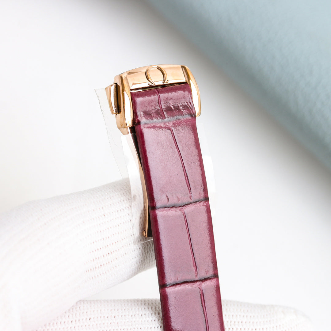 Omega Constellation 29mm Diamond Bezel Diamond Numerals Leather