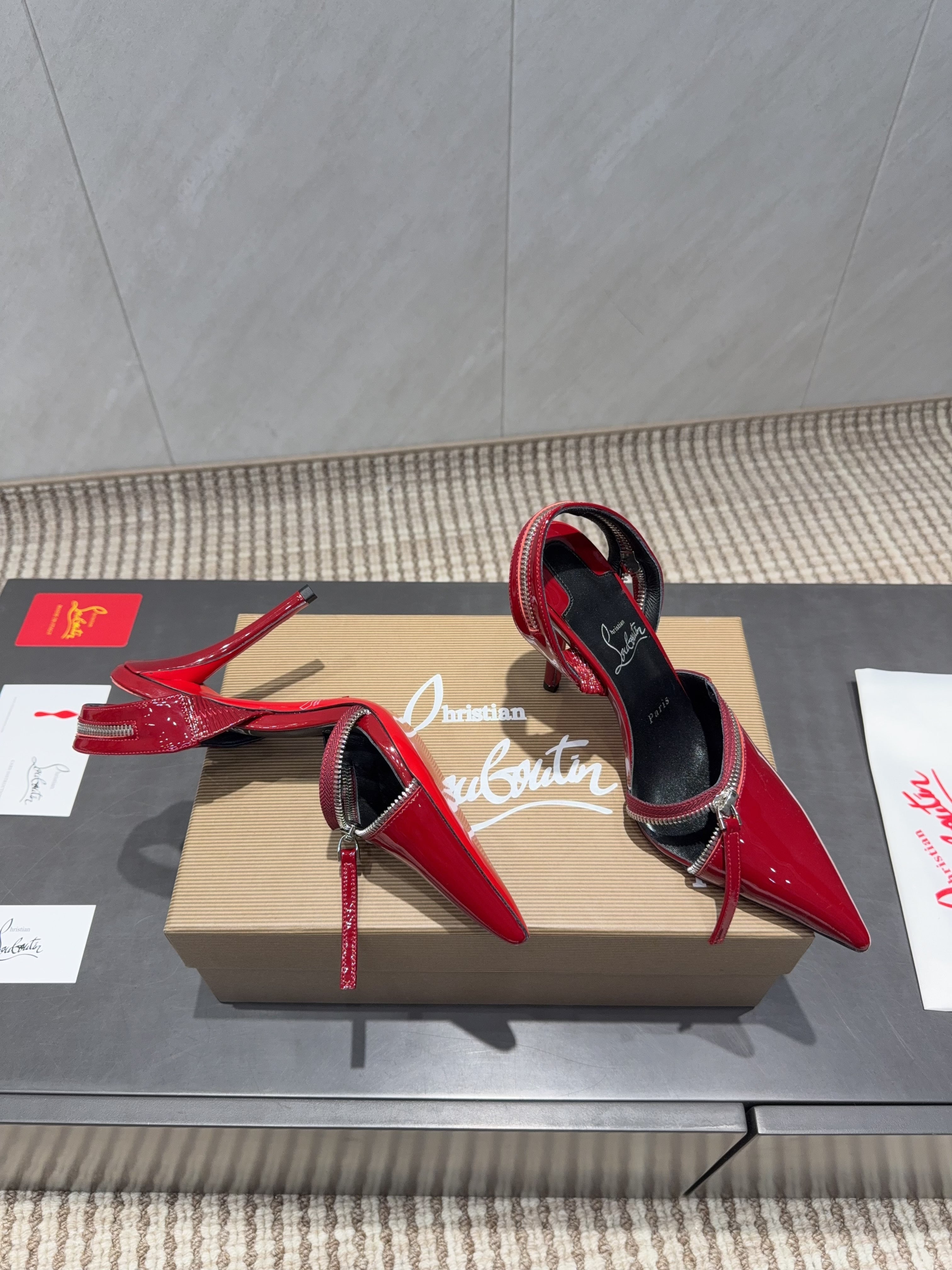 CL 2026 Slingback With Zipper Details 100mm Red Patent Leather 613789
