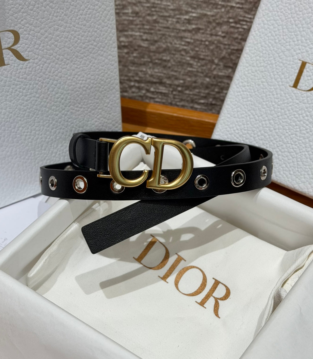 Dior 2026 Montaigne Studded Belt 2.0cm Smooth Leather
