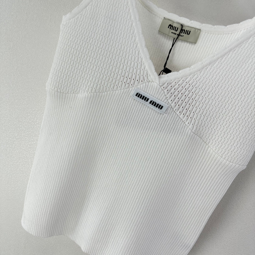 Miumiu 2026 Knit Camisole White Wool Cashmere 362402