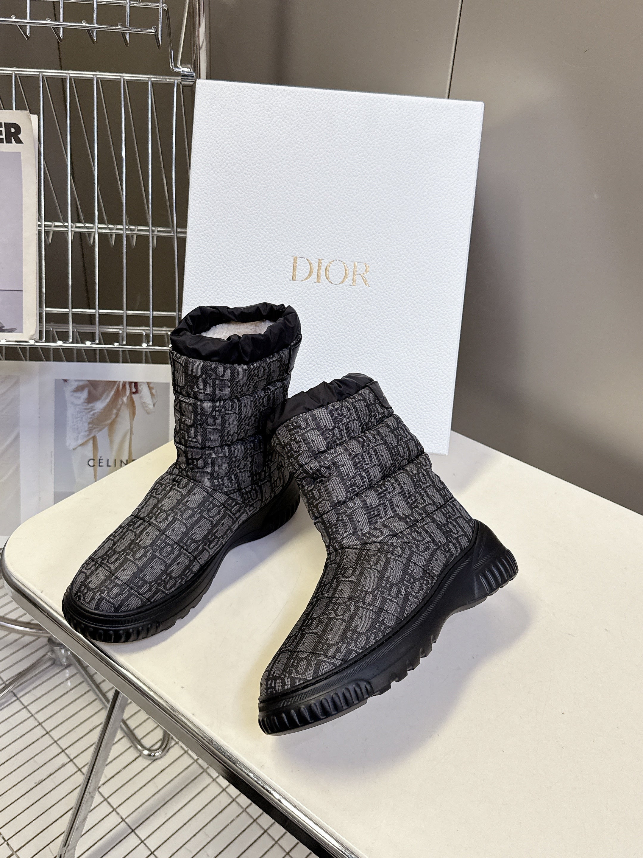 CD Snow Boots Black Fabric Wool 536728