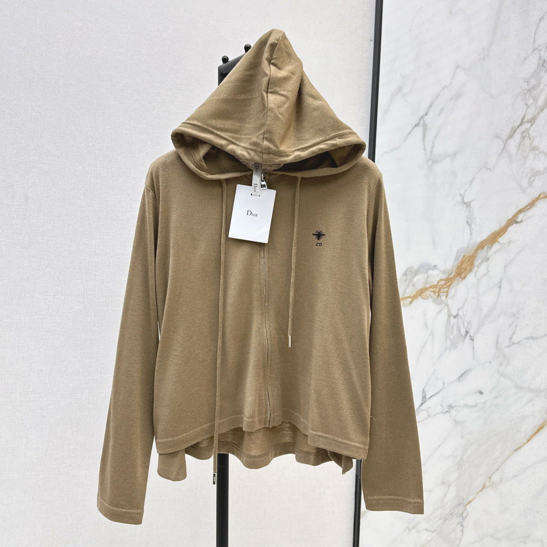 CD 25 Drawstring Hoodie Cotton And Stretch Wool