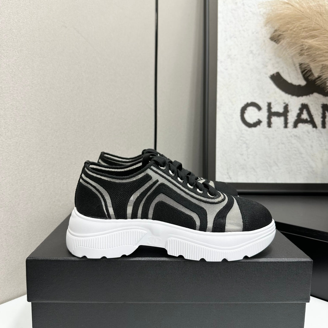 CC 26s Casual Sneakers Rhinestones Black White Mesh Sheepskin 626364