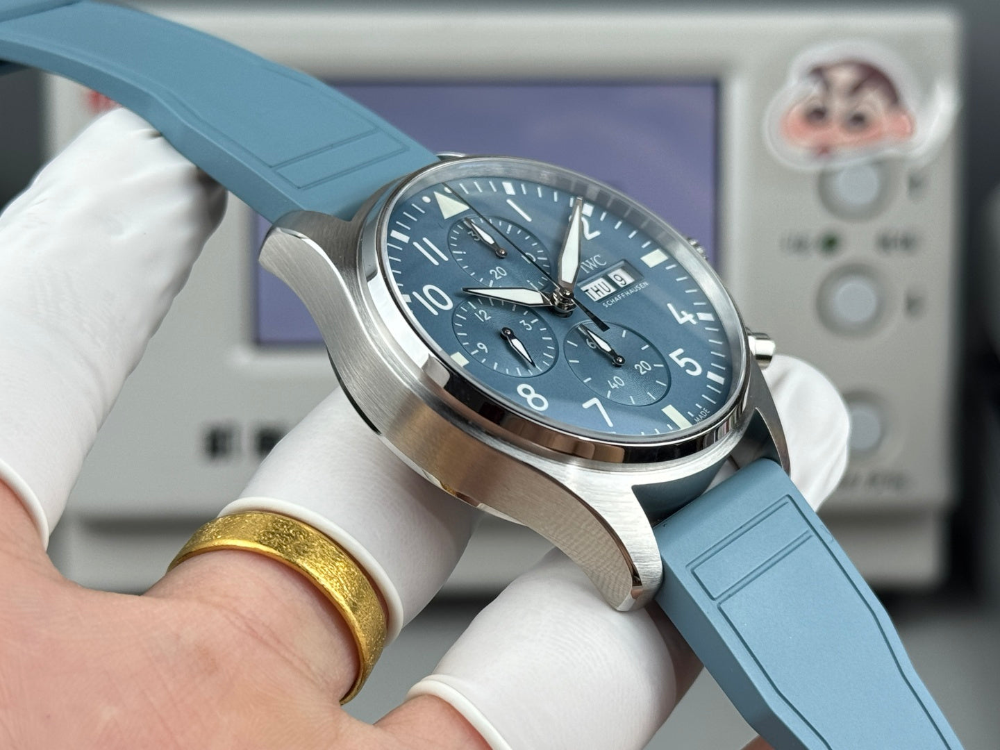 IWC Pilot's Chronograph 41mm Blue Dial Steel Case Rubber Strap