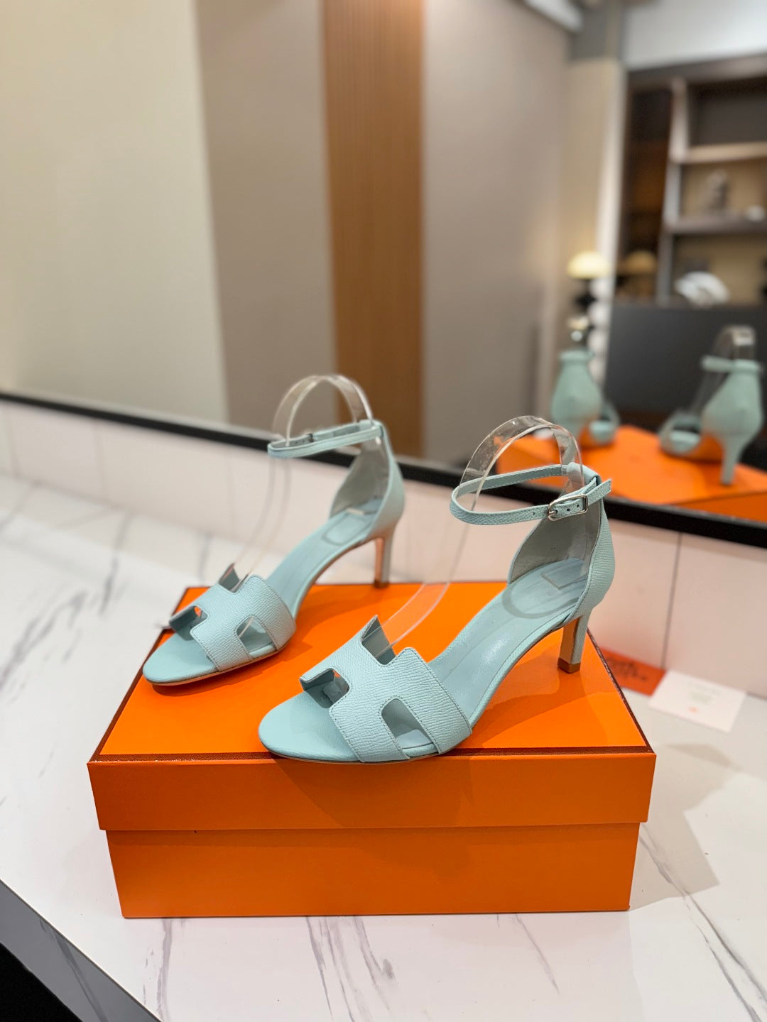 HM Joy 65mm Heeled Sandals Blue Cowhide 294907