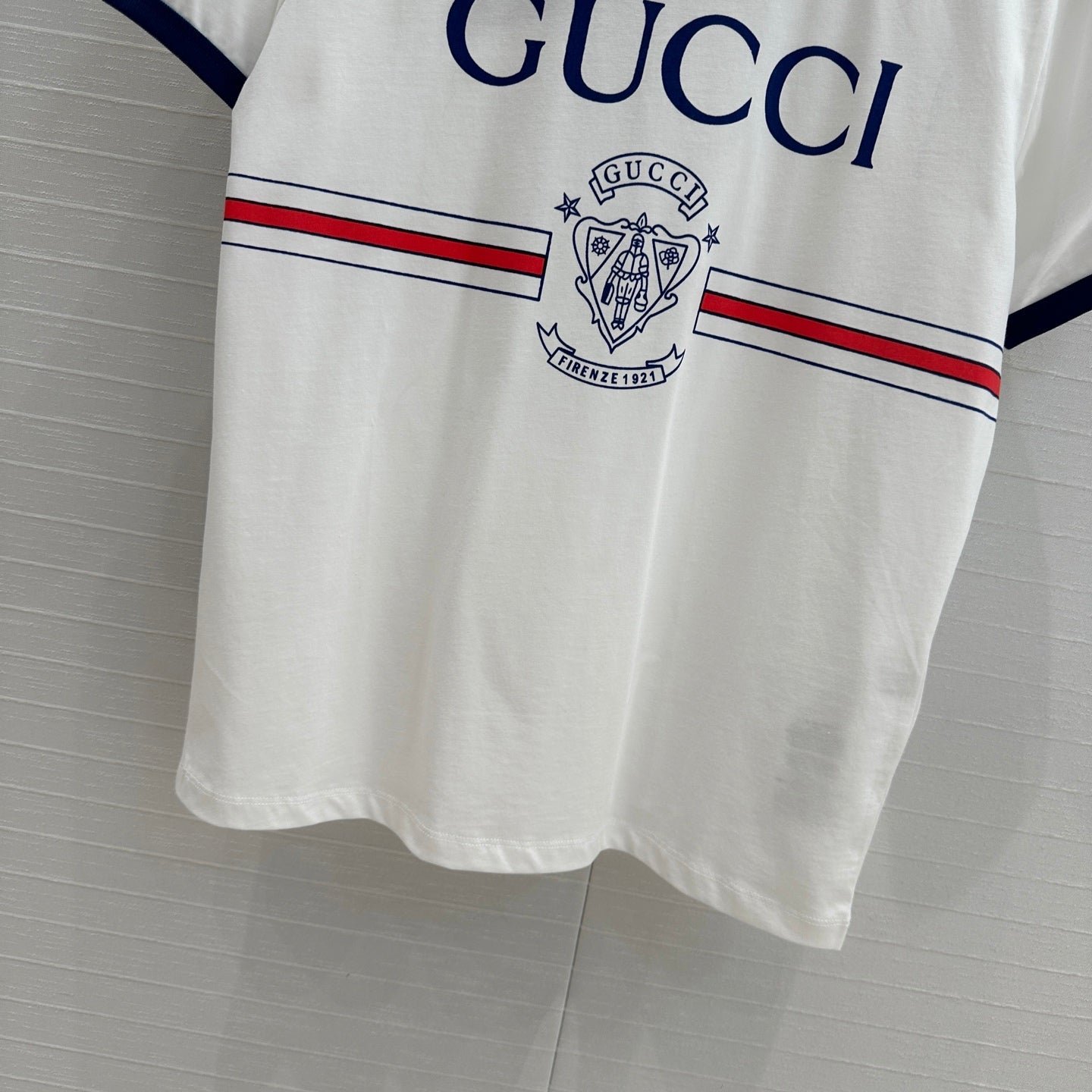 Gucci 25 Blue Letter Short-sleeved T-shirt White Cotton