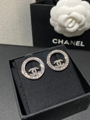 CC Classic Platinum Rhinestone Stud Sliver Earrings