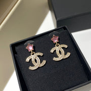 CC Pink Star Gold Diamond Earrings