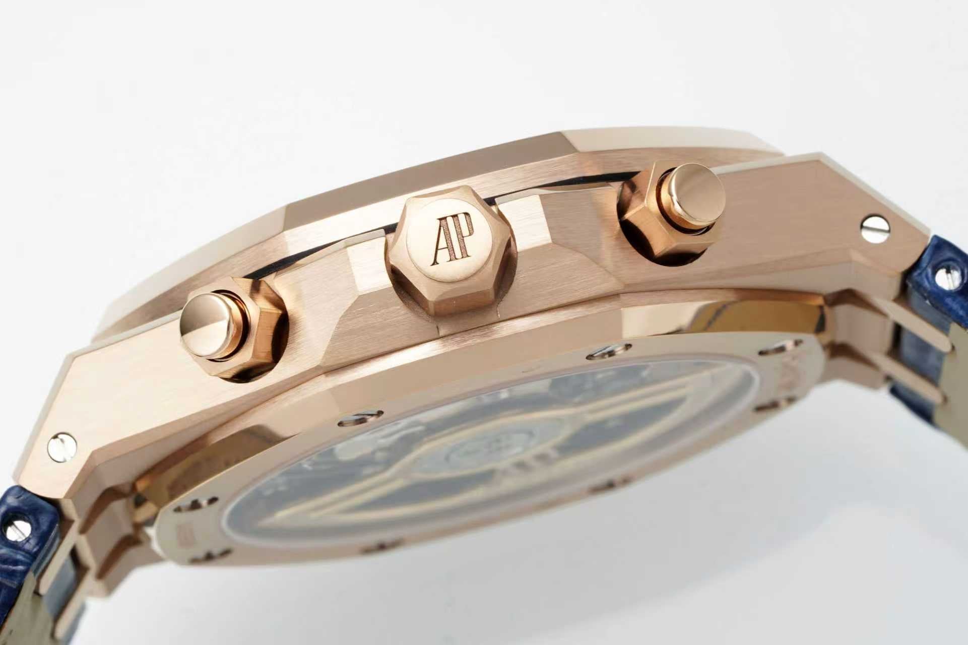 Audemars Piguet Royal Oak Chronograph 41mm Rose Gold Blue Leather Strap