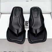 Maison Margiela 2026 Square Toe High-Heeled Flip-Flops Sandal 55mm Cowhide 924867