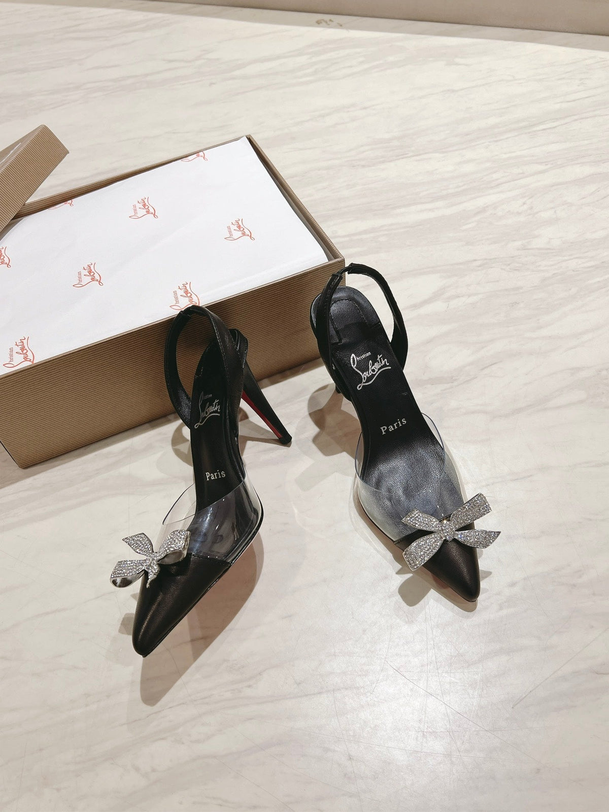 CL Astrinodo Leather And Pvc Pumps 85mm Black Leather 167643