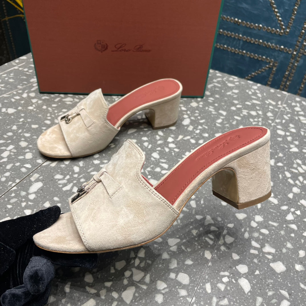 Summer Charms Mules 50mm Beige Suede Salmon Lambskin