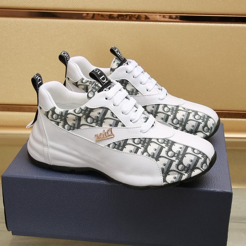 CD LINE SNEAKER WHITE AND CHARCOAL CALFSKIN