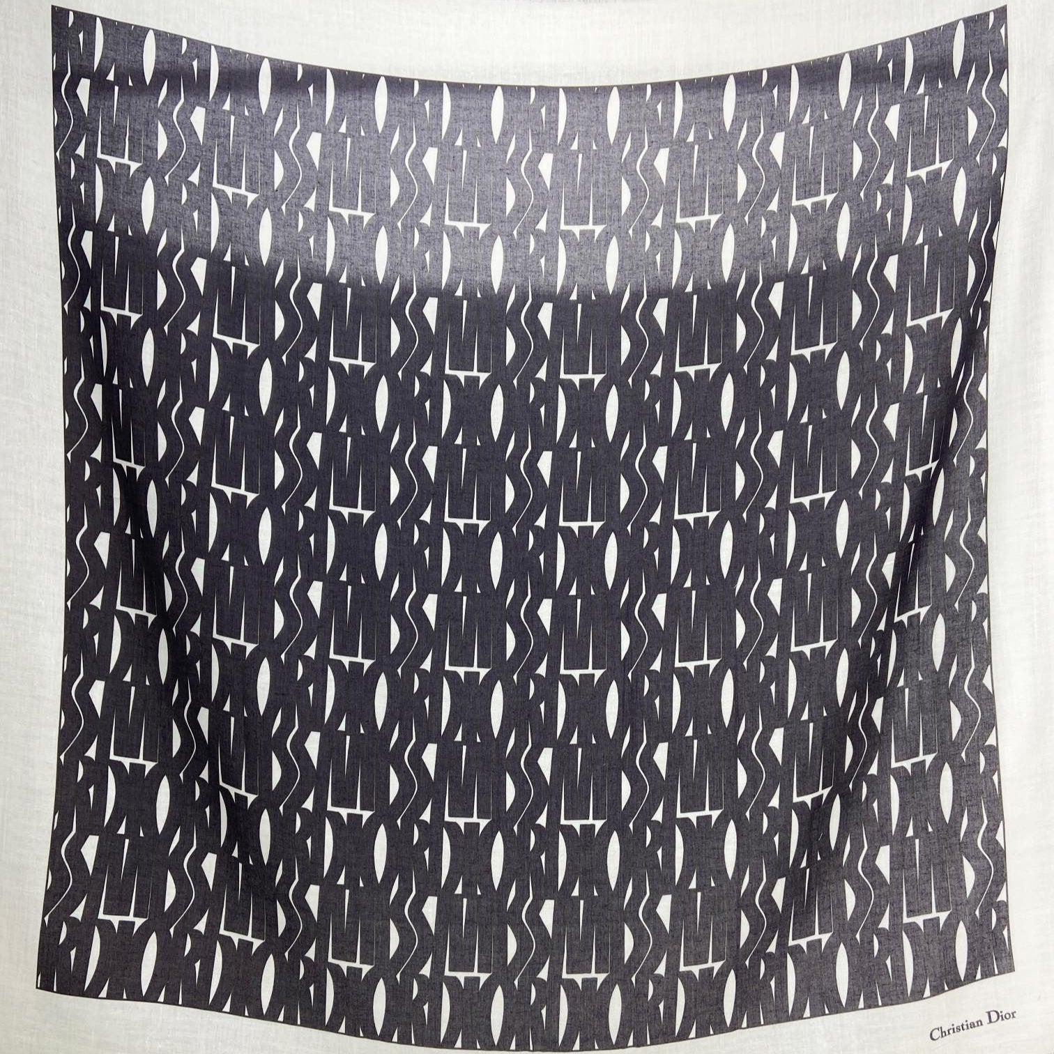 MISS DIOR ALLOVER SHAWL IN BLACK MIX WHITE SILK CASHMERE