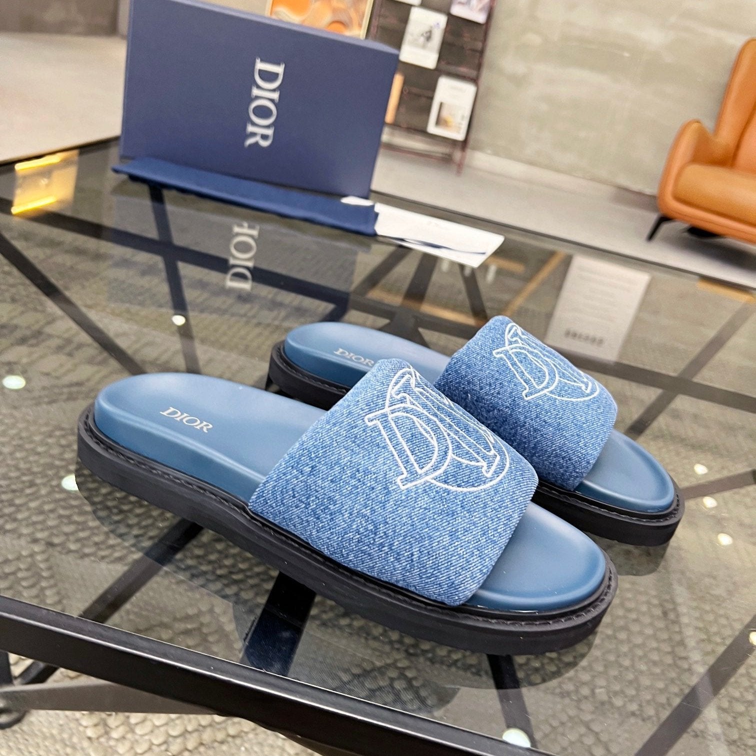 CD AQUA SLIDE SANDAL BLUE DENIM