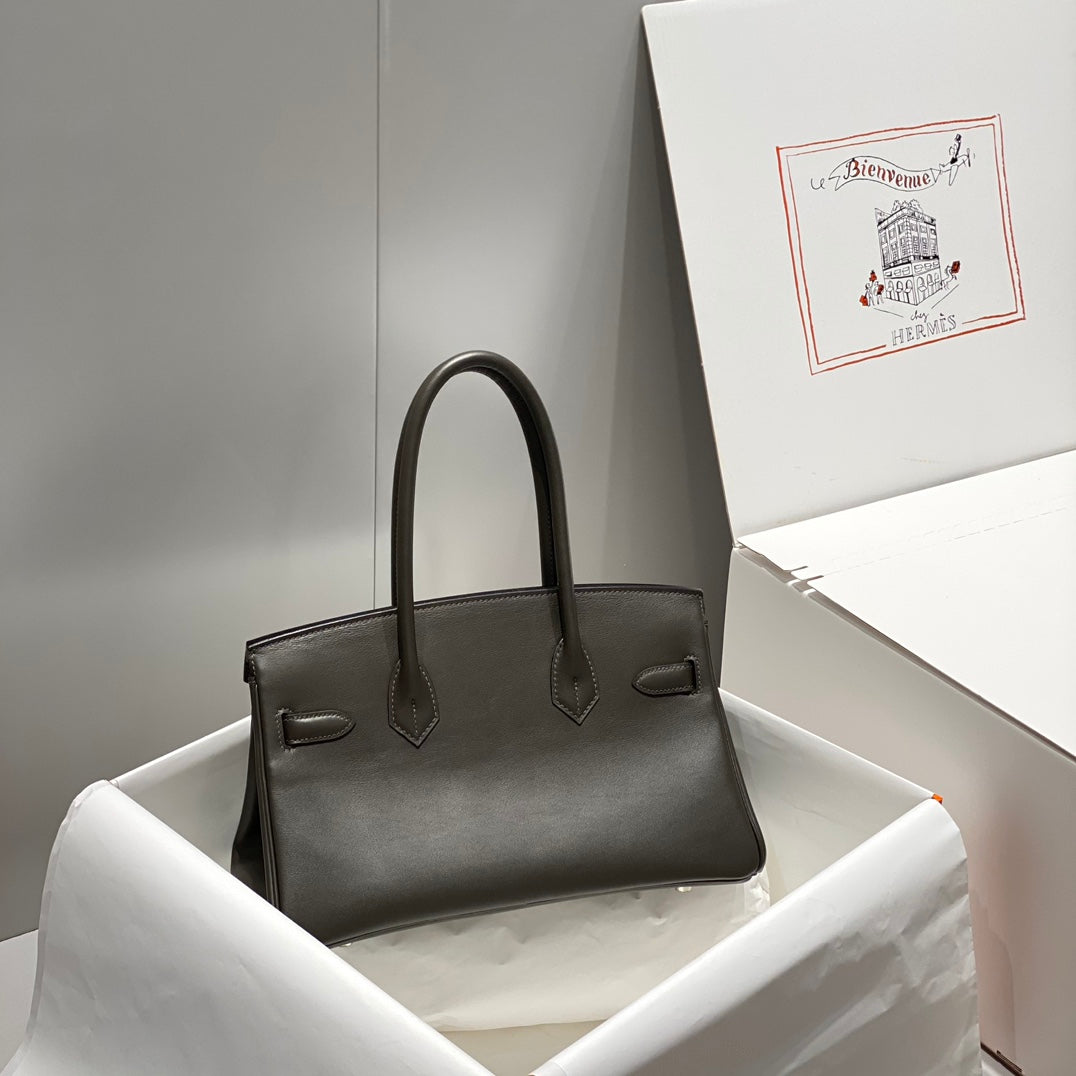 HM Shoulder Birkin 29 Black Chocolate Leather 222332