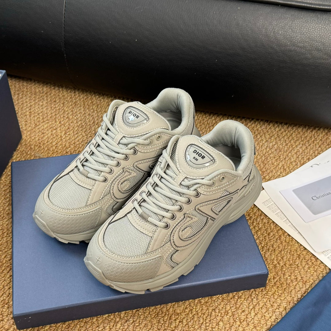 CD And Stone Island B30 Sneaker Light Beige Cowhide And Polyester Mesh Fabric